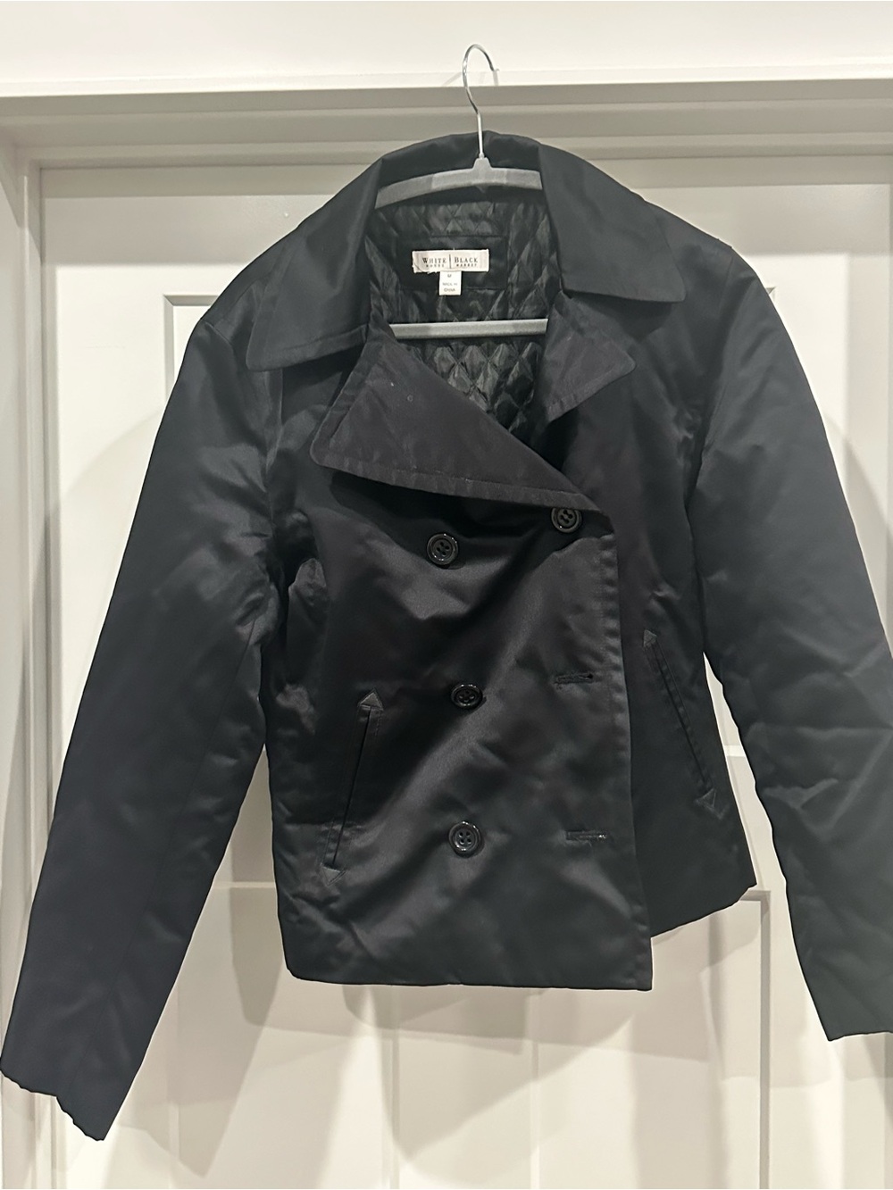 White House Black Market Black Double-Breasted Pea Coat